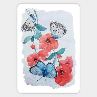 Watercolor Botanical Chalkhill Blue Butterfly Sticker